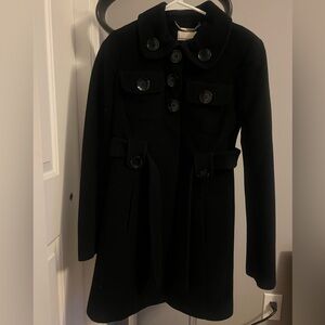 Karen Millen Black Trench Coat with Button Detail